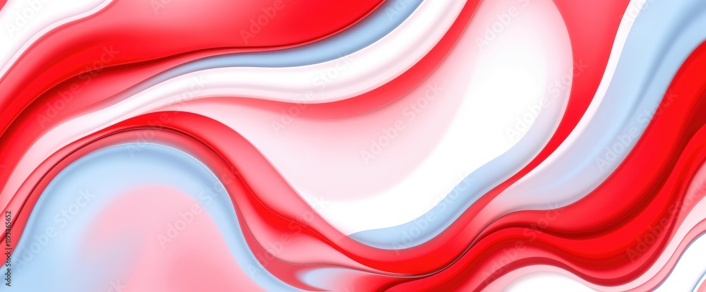 Poster abstract red white and blue wave pattern swirling design with vibrant colors