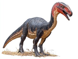 Obraz premium Dinosaur model, prehistoric creature, wildlife exhibit, isolated background, educational resource