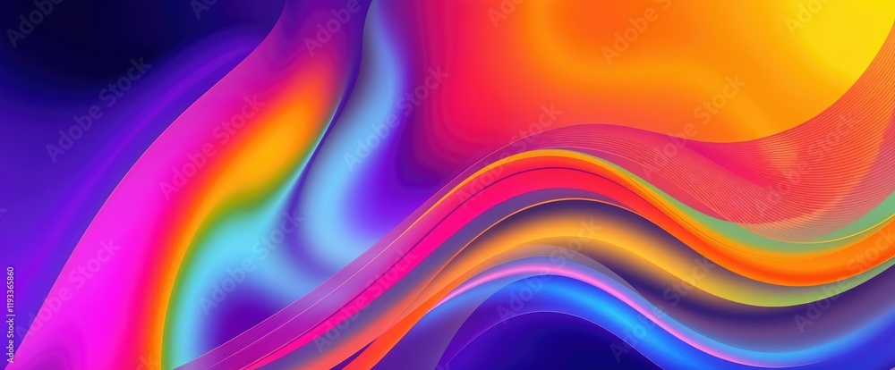 Poster Vibrant abstract art with flowing colorful waves backgrounds design projects