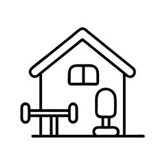 home gym setup icon, home gym setup line art - simple line art of home gym setup, perfect for home gym setup logos and icons and themed design