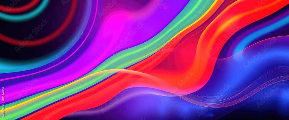 Poster Vibrant abstract art with flowing colorful lines and waves