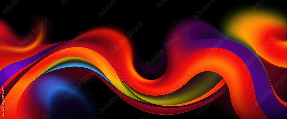 Poster abstract colorful swirls on black background vibrant hues dynamic energy and movement
