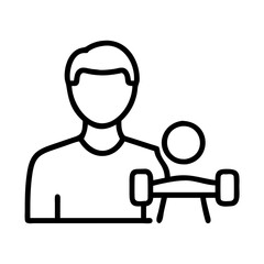 personal trainer icon, personal trainer line art - simple line art of personal trainer, perfect for personal trainer logos and icons and themed design