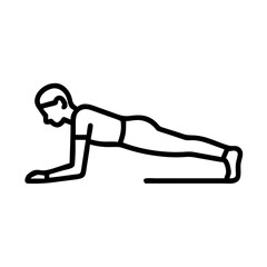 plank pose icon, plank pose line art - simple line art of plank pose, perfect for plank pose logos and icons and themed design