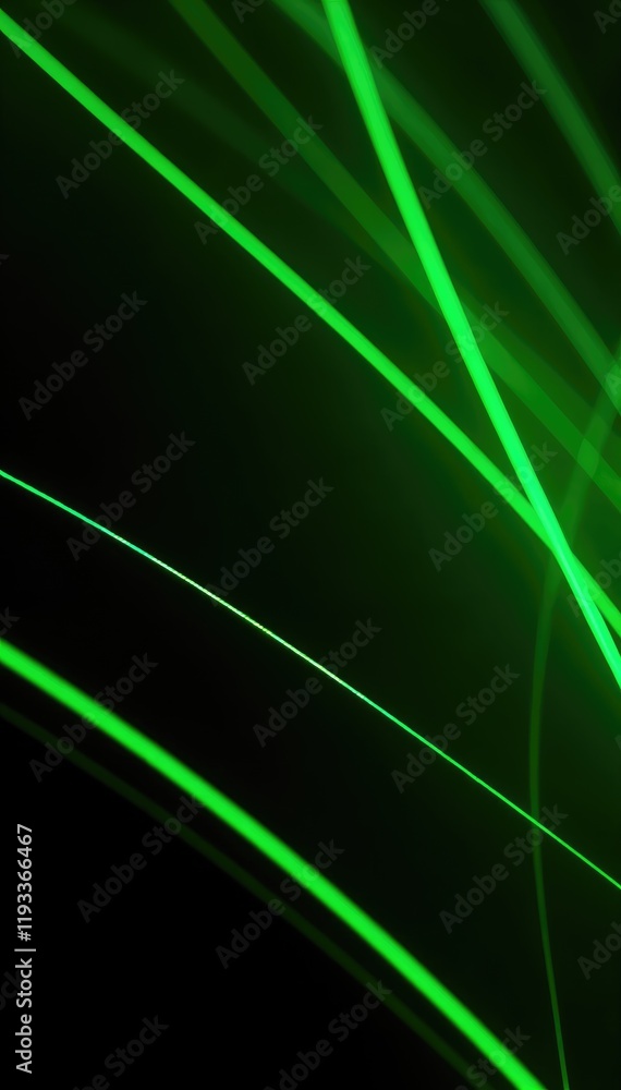 Poster Abstract green light streaks on black background Dynamic vibrant and energetic design element