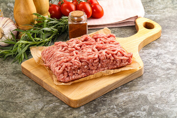 Raw uncooked red minced meat