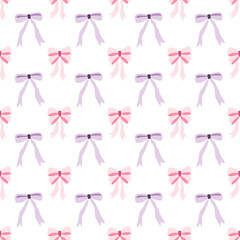Purple and pink bows, Valentine's Day, Scandinavian style, perfect for fabric, wrapping paper, textile, baby bedding, wallpaper, pajamas.