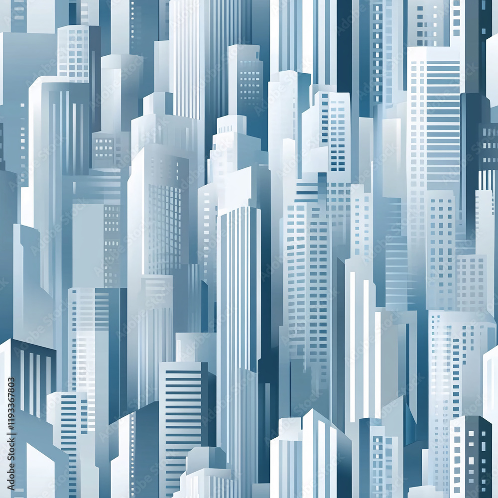 Aufkleber modern cityscape texture with abstract skyscraper pattern in blue tones
