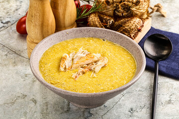 Corn cream soup with crab