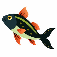 a pollock fish vector icon with white background