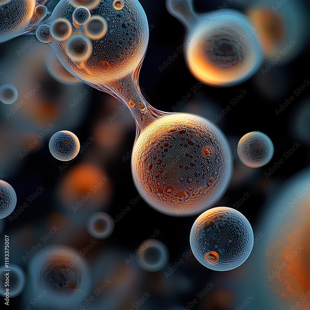 Poster floating abstract glowing bubbles in a dark ambient space digital art surreal environment conceptual