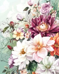 Fototapeta premium Enchanting fantasy garden with luminescent flowers nature serene environment dreamy viewpoint