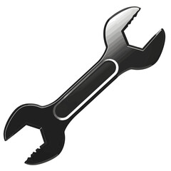 Stylized Black Wrench Illustration on White Background