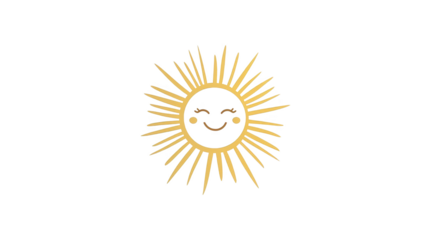 World Happiness Day-themed vector design of a cute, smiling sun with cheerful rays and a friendly expression, isolated on white, PNG file