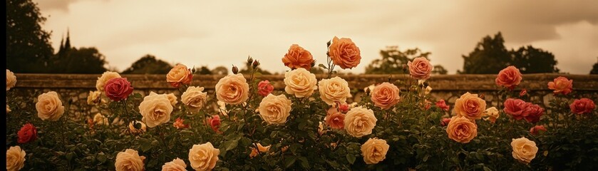 Garden roses sunset park wall