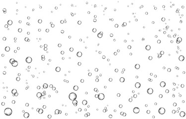 Oxygen air bubbles  flow  in water on white  background.