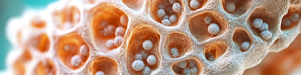 A close-up image of cartilage tissue showing chondrocytes and matrix structures