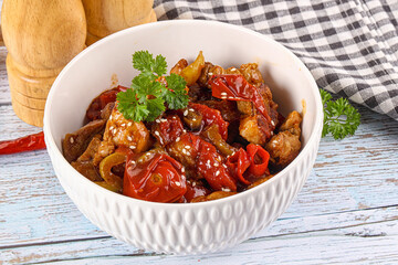 Pork with oyster sauce and vegetables