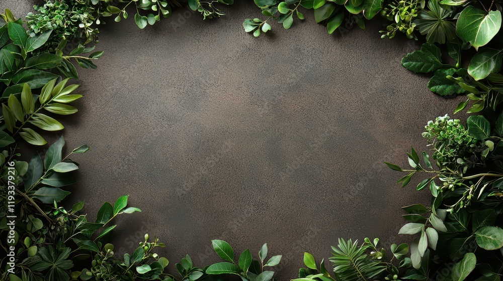 Poster decorative tropical foliage borders creating vibrant frame on textured background for artistic proje