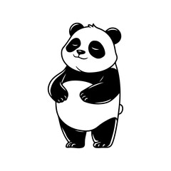 Adorable Panda Silhouette in Minimalist Art Style