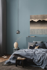 A bohemian-themed room featuring earthy tones, woven baskets, and layered textiles for a cozy vibe.