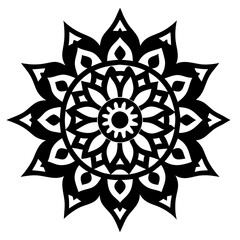 Simple mandala silhouette vector Art design, Floral mandala Illustration, ornament, flower, design, outline, template, pattern, ethnic. mandala design for invitation card, coloring book.