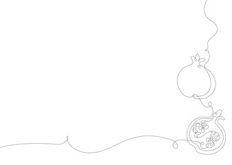 Pomegranate continuous line background. One single line organic healthy food concept. Minimalism modern style graphics design