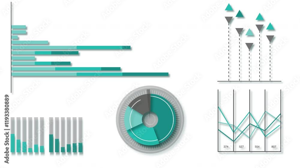 Poster set of infographics, graphs and diagrams. animation for market data analysis and presentations. 4k r