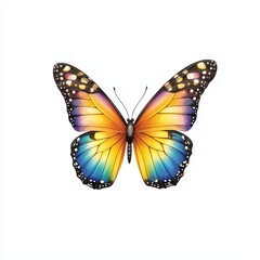 Obraz premium Vibrant Monarch Butterfly with Stunning Color Gradient on a Clean White Background, Perfect for Nature, Illustration, and Artistic Creations