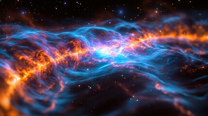 Vivid fusion of cosmic rays and swirling nebulae forming a luminescent center of cosmic power