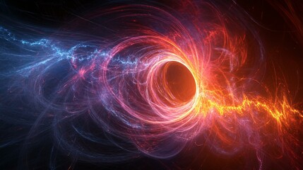 Dreamlike portal of swirling cosmic waves pulling in energy strands from the surrounding galaxy