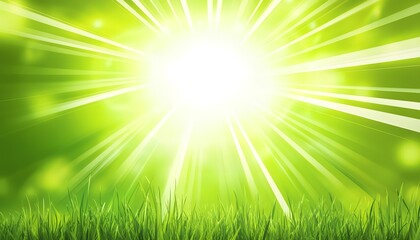 Obraz premium Abstract glowing green sunburst background. Lawn green glow effect sunburst background for presentation, banner, poster, flyer, sales. Modern pop art poster for summer and spring, Generative Ai