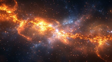 Fototapeta premium Glowing meteor-like streams cutting across the sky, generating a cosmic tapestry of 3D color