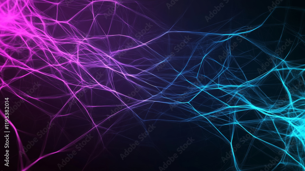 Poster abstract digital background featuring grid of colorful lines in pink and blue, creating dynamic and 