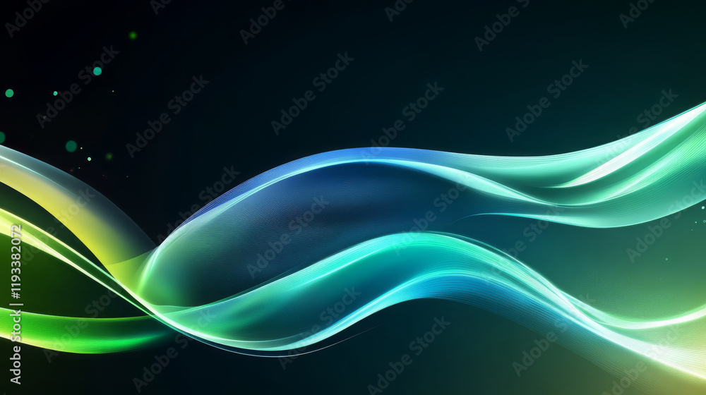 Aufkleber glowing blue and green abstract waves create dynamic technology background, evoking sense of motion 