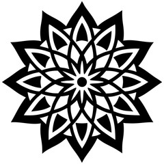 Simple mandala silhouette vector Art design, Floral mandala Illustration, ornament, flower, design, outline, template, pattern, ethnic. mandala design for invitation card, coloring book.