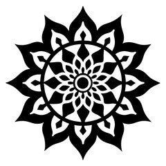 Simple mandala silhouette vector Art design, Floral mandala Illustration, ornament, flower, design, outline, template, pattern, ethnic. mandala design for invitation card, coloring book.