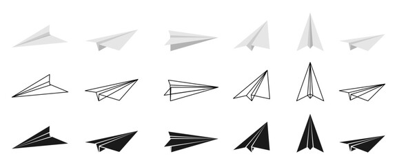 paper plane icon set vector illustration isolated on white background.