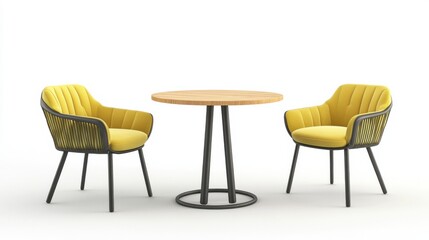 Fototapeta premium a table and two chairs with a wooden table
