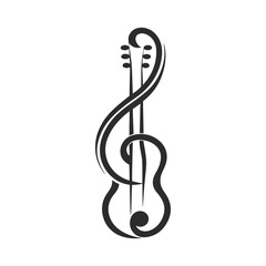 Guitar and Treble Clef Vector Logo design.