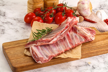 Raw lamb ribs rack for cooking