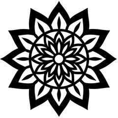 Simple mandala silhouette vector Art design, Floral mandala Illustration, ornament, flower, design, outline, template, pattern, ethnic. mandala design for invitation card, coloring book.