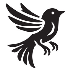 Silhouette of a bird on white background	