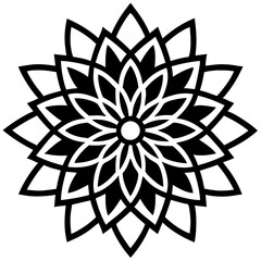 Simple mandala silhouette vector Art design, Floral mandala Illustration, ornament, flower, design, outline, template, pattern, ethnic. mandala design for invitation card, coloring book.
