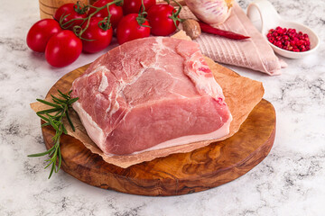 Raw pork meat piece for cooking