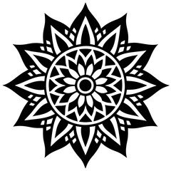 Obraz premium Simple mandala silhouette vector Art design, Floral mandala Illustration, ornament, flower, design, outline, template, pattern, ethnic. mandala design for invitation card, coloring book.