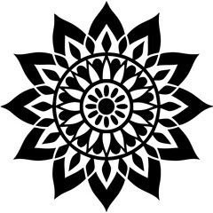 Simple mandala silhouette vector Art design, Floral mandala Illustration, ornament, flower, design, outline, template, pattern, ethnic. mandala design for invitation card, coloring book.