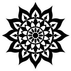 Simple mandala silhouette vector Art design, Floral mandala Illustration, ornament, flower, design, outline, template, pattern, ethnic. mandala design for invitation card, coloring book.