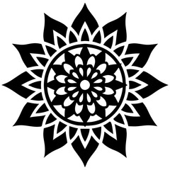 Simple mandala silhouette vector Art design, Floral mandala Illustration, ornament, flower, design, outline, template, pattern, ethnic. mandala design for invitation card, coloring book.