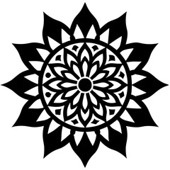 Simple mandala silhouette vector Art design, Floral mandala Illustration, ornament, flower, design, outline, template, pattern, ethnic. mandala design for invitation card, coloring book.